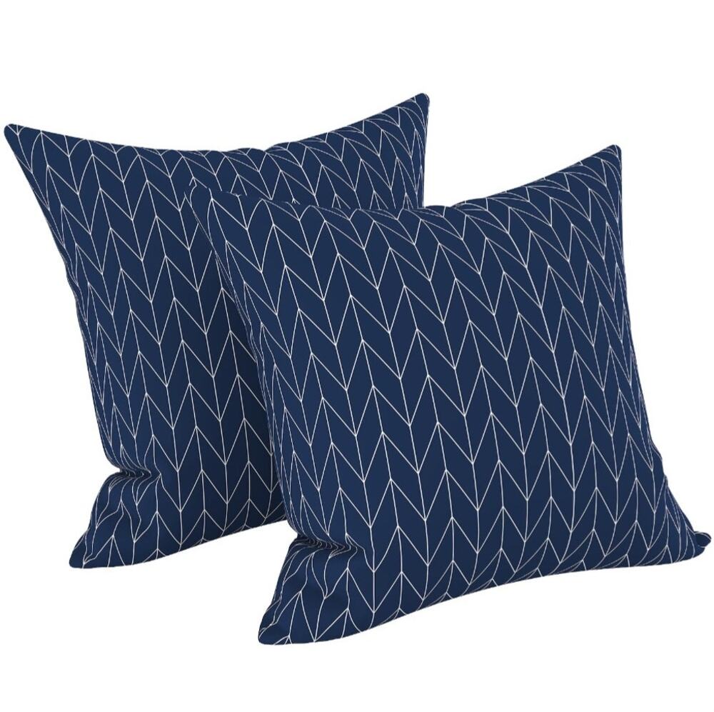 LVTXIII 2 Pack Herringbone Navy Outdoor Pillow Covers 18x18 Inch